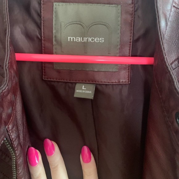 Burgundy Moto Jacket, Size L - Picture 5 of 5